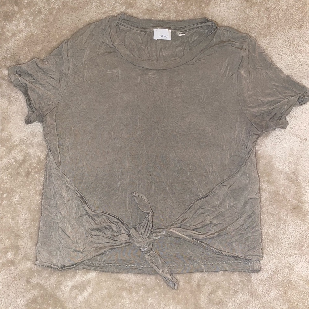 Aritzia army green cropped tee with bow